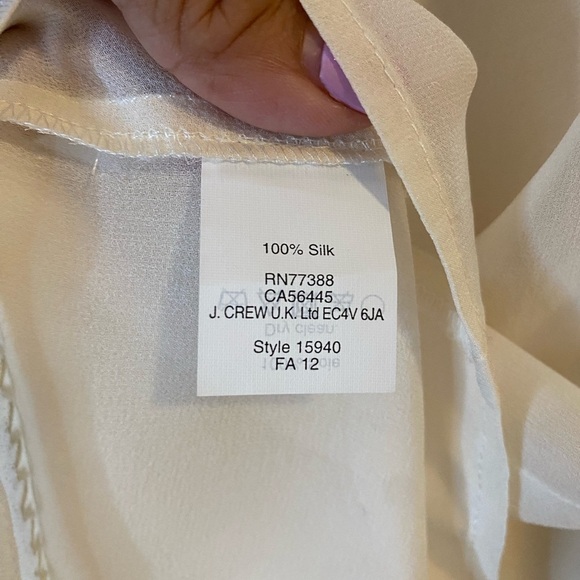 Broadway & Broome Women’s silk Sheer long sleeve Cream Golden beaded Blouse - Picture 8 of 12